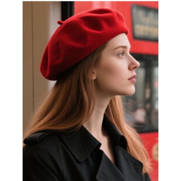 French Wool Beret Hats Solid Color Classic Beanie Winter Red Cap Painter Berets main image 7